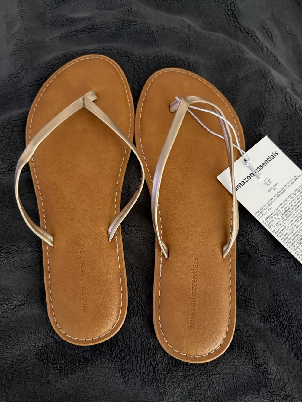 Amazon Essentials Women's Tan Sandal with Metallic Straps